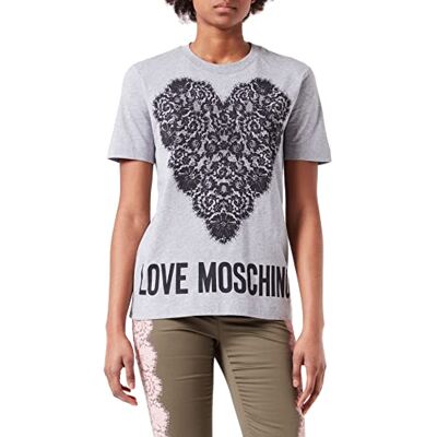 W 4 H06 20 M 3876 Love Moschino Damski t-shirt czarny kryształ górski, Melanż jasnoszary, 42 W 4 H06 20 M 3876 Love Moschino Damski t-shirt czarny kryształ górski, Melanż jasnoszary, 42