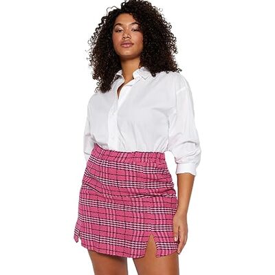 TBBAW23AZ00025 Trendyol FeMan Plus Size Mini ołówkowa spódnica plisowana spódnica tkana spódnica plus size, fuksja, 46, fuksja, 44 TBBAW23AZ00025 Trendyol FeMan Plus Size Mini ołówkowa spódnica plisowana spódnica tkana spódnica plus size, fuksja, 46, fuksja, 44