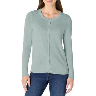 WAE35003FL18-Sgreen-XX-Large Amazon Essentials Women's Lekki kardigan z okrągłym dekoltem (dostępny w wersji Plus Size), Szałwiowy wrzos, XXL WAE35003FL18-Sgreen-XX-Large Amazon Essentials Women's Lekki kardigan z okrągłym dekoltem (dostępny w wersji Plus Size), Szałwiowy wrzos, XXL