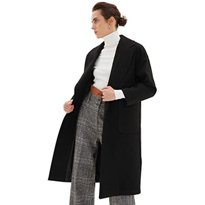 TWOAW21KB0010 TRENDYOL Płaszcz szary Basic, czarny, 34 TWOAW21KB0010 TRENDYOL Płaszcz szary Basic, czarny, 34