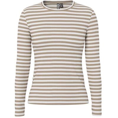 17133838 PIECES Damska koszulka z długim rękawem Pcruka Ls Top Noos, Silver Mink/Stripes:Cloud Dancer, XS 17133838 PIECES Damska koszulka z długim rękawem Pcruka Ls Top Noos, Silver Mink/Stripes:Cloud Dancer, XS