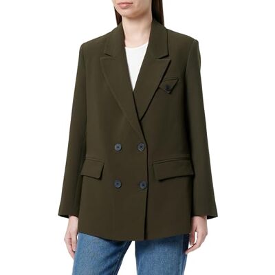 4WAK50118UW Koton Damska marynarka kieszonkowa z guzikami, z podwójnym biustem, oversized, khaki (871), 36 4WAK50118UW Koton Damska marynarka kieszonkowa z guzikami, z podwójnym biustem, oversized, khaki (871), 36