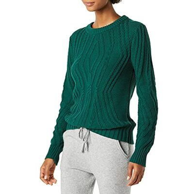 AEW30063F21-Dgreen-X-Small Amazon Essentials Damski sweter ze 100% bawełny, okrągły dekolt, ciemnozielony, XS AEW30063F21-Dgreen-X-Small Amazon Essentials Damski sweter ze 100% bawełny, okrągły dekolt, ciemnozielony, XS