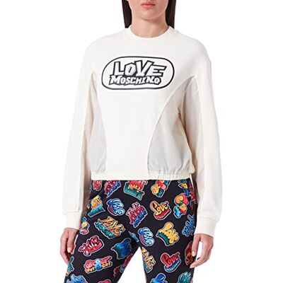 W 6 478 01 M 4055 Love Moschino Damska bluza z okrągłym dekoltem, z nadrukiem, Cream, 40 W 6 478 01 M 4055 Love Moschino Damska bluza z okrągłym dekoltem, z nadrukiem, Cream, 40