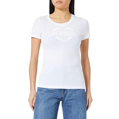 W 4 H06 81 M 3876 Love Moschino Koszulka damska, regularny krój, z paskiem i długim rękawem, biała (Optical White), rozmiar 44 W 4 H06 81 M 3876 Love Moschino Koszulka damska, regularny krój, z paskiem i długim rękawem, biała (Optical White), rozmiar 44