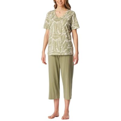 181248 Schiesser Damska piżama krótki zestaw 3/4 długie spodnie z krótkim rękawem górna część miękka bawełna Nightwear, lipa, 36 181248 Schiesser Damska piżama krótki zestaw 3/4 długie spodnie z krótkim rękawem górna część miękka bawełna Nightwear, lipa, 36