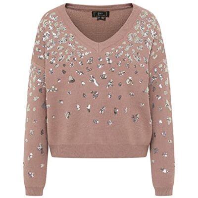 11019451-NA02 NALLY Damski sweter z dzianiny , kolor taupe srebrny, XL/XXL, szarobrązowy, srebrny, XL-XXL 11019451-NA02 NALLY Damski sweter z dzianiny , kolor taupe srebrny, XL/XXL, szarobrązowy, srebrny, XL-XXL