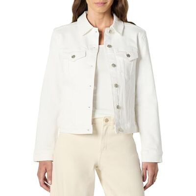 AEWM47457_White Amazon Essentials Damska kurtka typu trucker o regularnym kroju z niskim stretchem i guzikami z przodu, biały, S AEWM47457_White Amazon Essentials Damska kurtka typu trucker o regularnym kroju z niskim stretchem i guzikami z przodu, biały, S