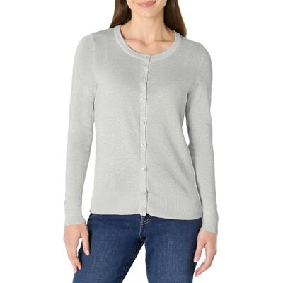 WAE35003FL18-Hgrey-Large Amazon Essentials Women's Lekki kardigan z okrągłym dekoltem (dostępny w wersji Plus Size), Szary wrzos, L WAE35003FL18-Hgrey-Large Amazon Essentials Women's Lekki kardigan z okrągłym dekoltem (dostępny w wersji Plus Size), Szary wrzos, L