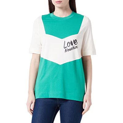 W 4 H73 01 M 3876 Love Moschino Regular Fit Short-Sleeved z kontrastowymi kolorowymi wstawkami Koszulka damska, Zielony Beżowy, 40 W 4 H73 01 M 3876 Love Moschino Regular Fit Short-Sleeved z kontrastowymi kolorowymi wstawkami Koszulka damska, Zielony Beżowy, 40