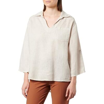 BDLSC100480-N Bonateks, Top z dekoltem w serek, długie rękawy i kieszenie, 100% len, rozmiar DE:34, rozmiar US:S, topy, pustynia wyprodukowano we Włoszech, beżowy, 34 BDLSC100480-N Bonateks, Top z dekoltem w serek, długie rękawy i kieszenie, 100% len, rozmiar DE:34, rozmiar US:S, topy, pustynia wyprodukowano we Włoszech, beżowy, 34