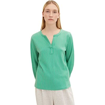 1035374 TOM TAILOR Damski Koszulka z długim rękawem , 31261 Green White Thin Stripe, S 1035374 TOM TAILOR Damski Koszulka z długim rękawem , 31261 Green White Thin Stripe, S