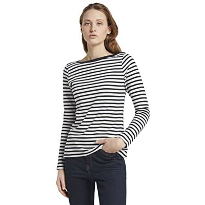 4063879634796 TOM TAILOR Denim Damski Koszulka z długim rękawem w paski 1023950, 25924 Navy White Stripe, XL 4063879634796 TOM TAILOR Denim Damski Koszulka z długim rękawem w paski 1023950, 25924 Navy White Stripe, XL