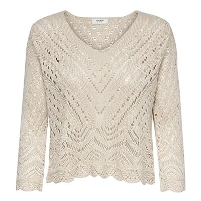 YWH-WH JDY New Sun 3/4 Cropped sweter KNT NOOS, Tapioca, S YWH-WH JDY New Sun 3/4 Cropped sweter KNT NOOS, Tapioca, S