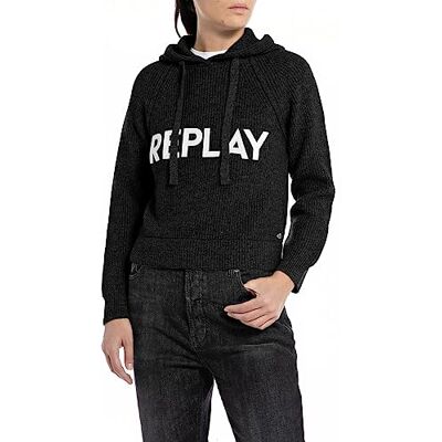 DK3560.000.G22726 Replay Damska bluza z kapturem, 098 BLACK, XXS DK3560.000.G22726 Replay Damska bluza z kapturem, 098 BLACK, XXS