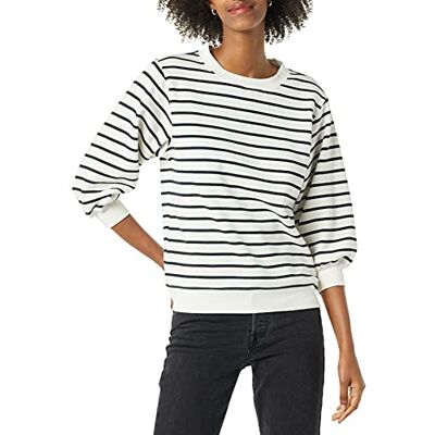 AEW30084F21-AEM1501-Medium Amazon Essentials Damska bluza z dzianiny frotte z okrągłym dekoltem, czarno-białe paski, M AEW30084F21-AEM1501-Medium Amazon Essentials Damska bluza z dzianiny frotte z okrągłym dekoltem, czarno-białe paski, M