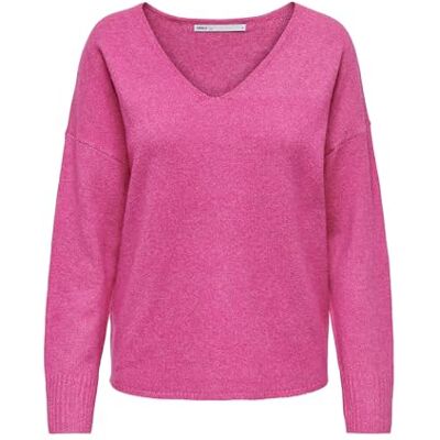 15224360-4396820 ONLY Onlrica Life L/S sweter damski z dekoltem w serek KNT Noos, Raspberry Rose/Szczegóły: melanż, XS 15224360-4396820 ONLY Onlrica Life L/S sweter damski z dekoltem w serek KNT Noos, Raspberry Rose/Szczegóły: melanż, XS
