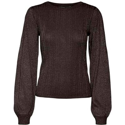 10318046 VERO MODA VMTALIA LS sweter z okrągłym dekoltem, Chocolate Tort/Detail:w. Dtm Lurex, XS 10318046 VERO MODA VMTALIA LS sweter z okrągłym dekoltem, Chocolate Tort/Detail:w. Dtm Lurex, XS