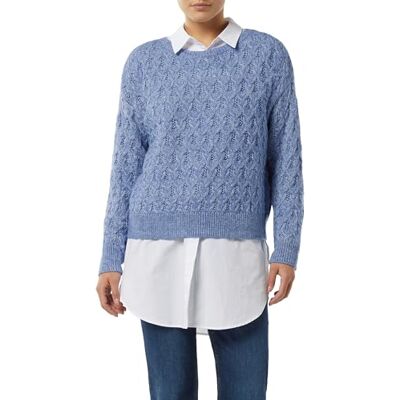 2155673 comma Sweter ze wzorem warkocza i paskami, 55W6, S 2155673 comma Sweter ze wzorem warkocza i paskami, 55W6, S