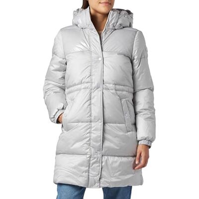 1038687 TOM TAILOR Denim Damski błyszczący płaszcz pikowany ze zdejmowanym kapturem, 32253-basic Light Grey, S 1038687 TOM TAILOR Denim Damski błyszczący płaszcz pikowany ze zdejmowanym kapturem, 32253-basic Light Grey, S