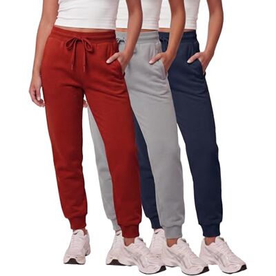 196979008403 Real Essentials 3 sztuki: Damskie polarowe spodnie dresowe Relaxed Fit Casual Athleisure (dostępne w dużych rozmiarach), Zestaw 9, XL 196979008403 Real Essentials 3 sztuki: Damskie polarowe spodnie dresowe Relaxed Fit Casual Athleisure (dostępne w dużych rozmiarach), Zestaw 9, XL