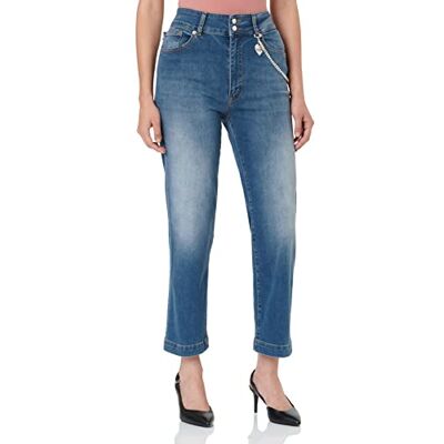 W Q 463 82 S 3847 Love Moschino Cropped Overdyed Triblend Spersonalizowane z logo łańcuszkiem i sercem Spodnie casual, Blue Denim, 25 damskie, Niebieski dżins, 32 W Q 463 82 S 3847 Love Moschino Cropped Overdyed Triblend Spersonalizowane z logo łańcuszkiem i sercem Spodnie casual, Blue Denim, 25 damskie, Niebieski dżins, 32
