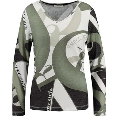 WLS00386 KEY LARGO Elegancka koszulka damska z dekoltem w serek, khaki (1505), L WLS00386 KEY LARGO Elegancka koszulka damska z dekoltem w serek, khaki (1505), L
