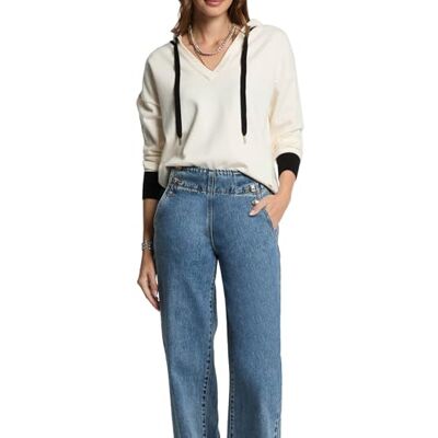 252-MARTINE MORGAN Sweter, Off White/Black, XXL 252-MARTINE MORGAN Sweter, Off White/Black, XXL