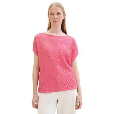 1041542 TOM TAILOR Damska koszulka basic ze strukturą, 15799 – Carmine Pink, XXL 1041542 TOM TAILOR Damska koszulka basic ze strukturą, 15799 – Carmine Pink, XXL