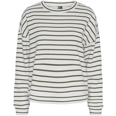 17146886 PIECES Damska bluza Pcchilli Ls Sweat Stripes Noos, Cloud Dancer/Stripes:Deep Lichen Green, XS 17146886 PIECES Damska bluza Pcchilli Ls Sweat Stripes Noos, Cloud Dancer/Stripes:Deep Lichen Green, XS