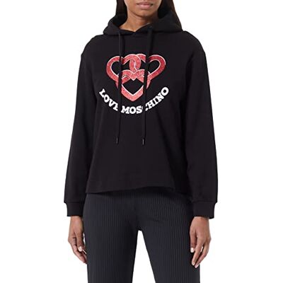 W 6 437 05 M 4055 Love Moschino Women's Regular fit Hoodie with Chained Hearts Print Sweatshirt, Black, 38 W 6 437 05 M 4055 Love Moschino Women's Regular fit Hoodie with Chained Hearts Print Sweatshirt, Black, 38