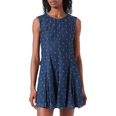 W V J76 00 T 477A Love Moschino Damska sukienka bez rękawów, z modelowanym szwem, niebieska, rozmiar 38, niebieski, 38 W V J76 00 T 477A Love Moschino Damska sukienka bez rękawów, z modelowanym szwem, niebieska, rozmiar 38, niebieski, 38