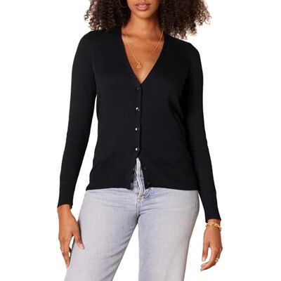 WAE35007FL18-Bla-2XL Amazon Essentials Kvinnors Lekki kardigan z dekoltem w serek (dostępny w wersji Plus Size), Czarny, XXL WAE35007FL18-Bla-2XL Amazon Essentials Kvinnors Lekki kardigan z dekoltem w serek (dostępny w wersji Plus Size), Czarny, XXL
