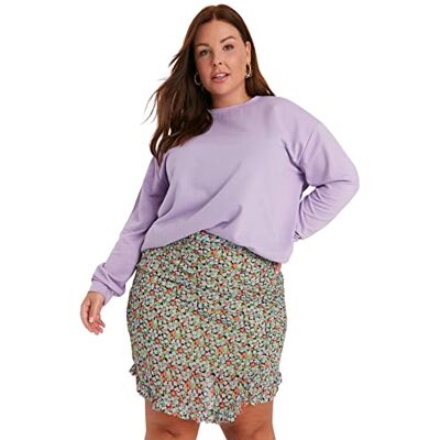 TBBAW23AZ00014 Trendyol Damska damska mini linia A slim fit tkana spódnica plus size, zielona, 42, ZIELONY, 68 TBBAW23AZ00014 Trendyol Damska damska mini linia A slim fit tkana spódnica plus size, zielona, 42, ZIELONY, 68