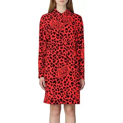 W V J51 00 S 3841 Love Moschino Damska koszulka z długim rękawem Fluid Stretch Viscose Fabric Dress, czerwony czarny (Red Black), 38 W V J51 00 S 3841 Love Moschino Damska koszulka z długim rękawem Fluid Stretch Viscose Fabric Dress, czerwony czarny (Red Black), 38