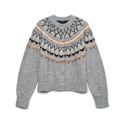 10338985-4892832 VERO MODA Vmtammy Ls O-Neck Nordic kardigan Ga, Medium Grey Melange, L 10338985-4892832 VERO MODA Vmtammy Ls O-Neck Nordic kardigan Ga, Medium Grey Melange, L