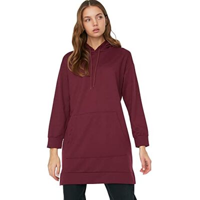 TCTAW22TW0139 Trendyol Damska prosta bluza z długim rękawem, regularna bluza hidżab, śliwka, XL TCTAW22TW0139 Trendyol Damska prosta bluza z długim rękawem, regularna bluza hidżab, śliwka, XL