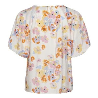 17150602-4523700 PIECES Damska bluzka z krótkim rękawem Pckarlson Ss Top Bc, Cloud Dancer/Aop: graphic Flower, S 17150602-4523700 PIECES Damska bluzka z krótkim rękawem Pckarlson Ss Top Bc, Cloud Dancer/Aop: graphic Flower, S