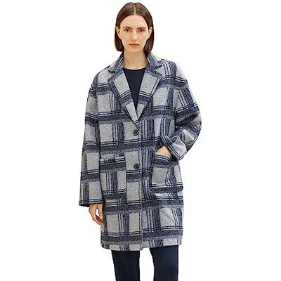 1038679 TOM TAILOR Płaszcz damski, 33773 Navy Grey Check, XS 1038679 TOM TAILOR Płaszcz damski, 33773 Navy Grey Check, XS