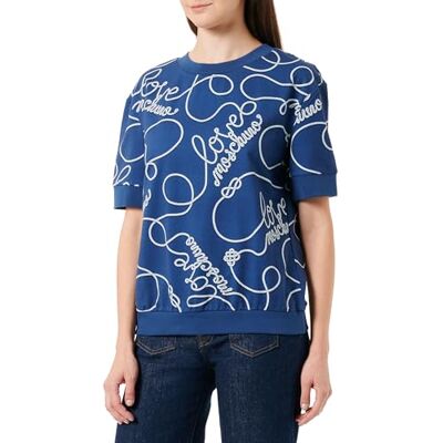 W 6 503 00 M 4460 Love Moschino Women's Comfort fit Short-Sleeved bluza, niebieska, rozmiar 40 (DE), niebieski W 6 503 00 M 4460 Love Moschino Women's Comfort fit Short-Sleeved bluza, niebieska, rozmiar 40 (DE), niebieski