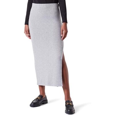 4WAK10162EK Koton Damska spódnica High Rise Slit Detail Midi Knitwear, szary (027), M 4WAK10162EK Koton Damska spódnica High Rise Slit Detail Midi Knitwear, szary (027), M