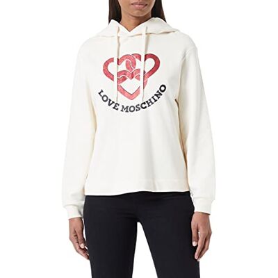 W 6 437 05 M 4055 Love Moschino Bluza z kapturem o prostym kroju z nadrukiem serc Koszulka damska, Krem, 42 W 6 437 05 M 4055 Love Moschino Bluza z kapturem o prostym kroju z nadrukiem serc Koszulka damska, Krem, 42