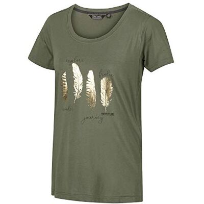 RWT190_Thyme Leaf_14 Regatta Damskie Filandra IV' Coolweave bawełniany nadruk graficzny krótki rękaw t-shirty/polos/kamizelki, liść tymianku, 14 RWT190_Thyme Leaf_14 Regatta Damskie Filandra IV' Coolweave bawełniany nadruk graficzny krótki rękaw t-shirty/polos/kamizelki, liść tymianku, 14
