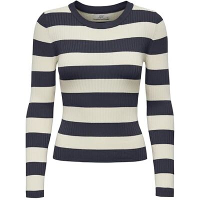 15277223 Jdy Plum L/S O-Neck Stripe Pull. KNT Noos, niebieski, XXL 15277223 Jdy Plum L/S O-Neck Stripe Pull. KNT Noos, niebieski, XXL