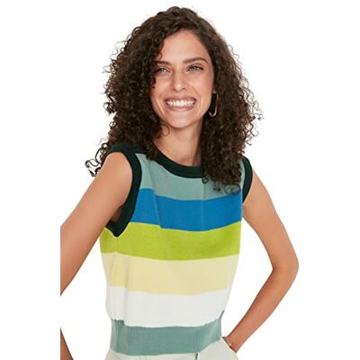 8683047202303 TRENDYOL Women's Triko Süveter with Color Bloc Sweater, zielony, L, zielony, L 8683047202303 TRENDYOL Women's Triko Süveter with Color Bloc Sweater, zielony, L, zielony, L
