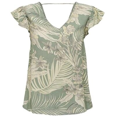 15324509 ONLY Damska bluzka Onlpalina Life SS V-Neck Top PTM z krótkim rękawem, zielony, S 15324509 ONLY Damska bluzka Onlpalina Life SS V-Neck Top PTM z krótkim rękawem, zielony, S