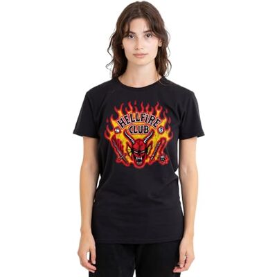 UKWT2-01-NFLIX10335 Stranger Things Hellfire Flames Damska koszulka, czarna, XX-Large UKWT2-01-NFLIX10335 Stranger Things Hellfire Flames Damska koszulka, czarna, XX-Large