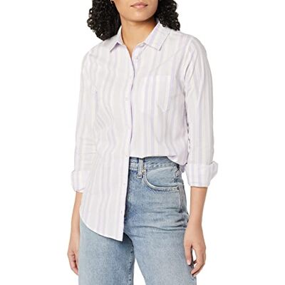 AE181654-wlvgs-X-Large Amazon Essentials Damska koszula popelinowa z długim rękawem, zapinana na guziki, liliowa, biała, różnorodna w paski, XL AE181654-wlvgs-X-Large Amazon Essentials Damska koszula popelinowa z długim rękawem, zapinana na guziki, liliowa, biała, różnorodna w paski, XL