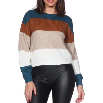 14087520 Vila Damski sweter z dzianiny Vioa L/S O-Neck Stripe Knit Top/Pb, niebieski, S 14087520 Vila Damski sweter z dzianiny Vioa L/S O-Neck Stripe Knit Top/Pb, niebieski, S