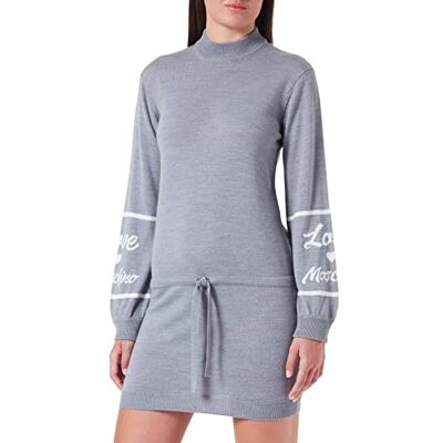 W S E05 10 X 1148 Love Moschino Women's Turtleneck Blended Wool Dress, Melange Dark Grey, 44 W S E05 10 X 1148 Love Moschino Women's Turtleneck Blended Wool Dress, Melange Dark Grey, 44
